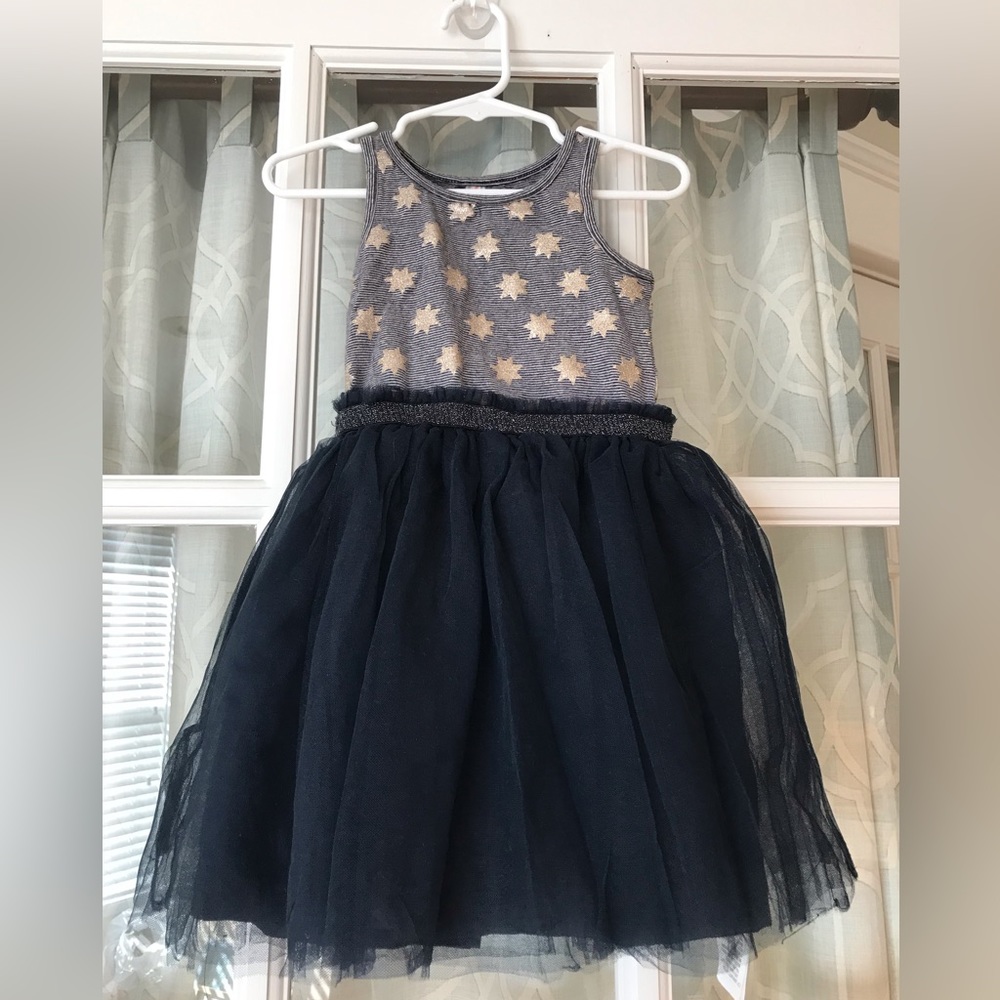 Cotton on Kids Little Treasures size 2 party dress - glitter stars, navy & gold